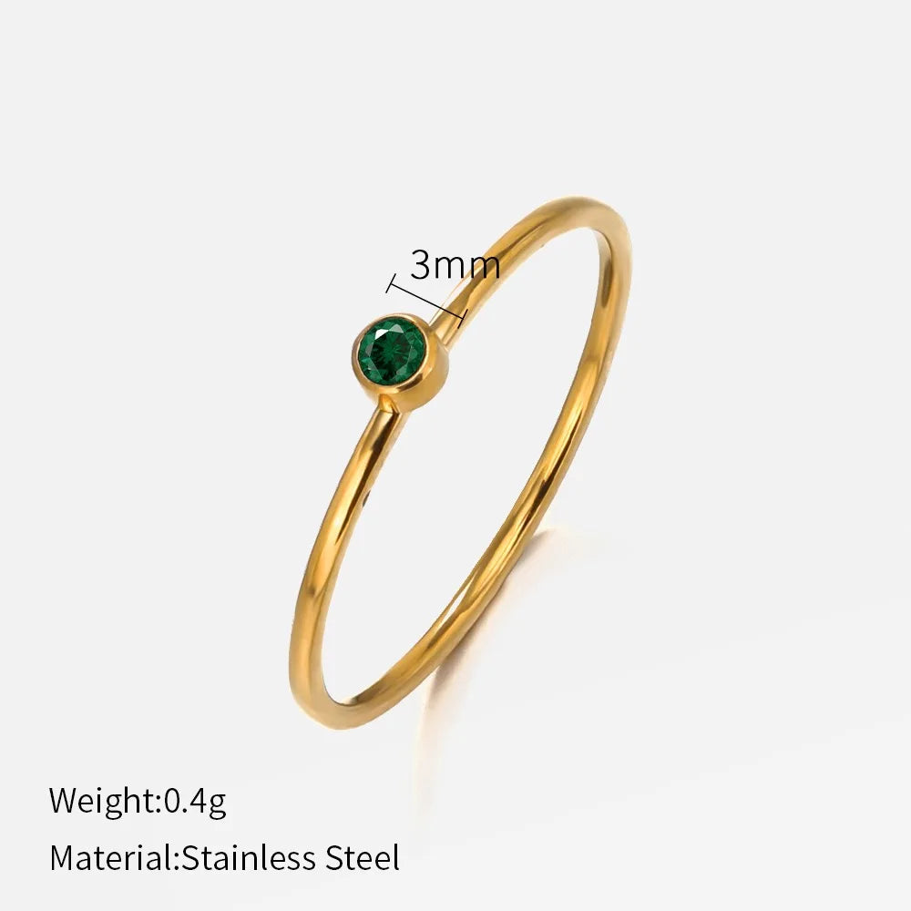 316 Stainless Steel Birthstone Ring Gold Color Simple Fashion Style For Women Festival Party Gift Jewelry Dropshipping Vera Lux