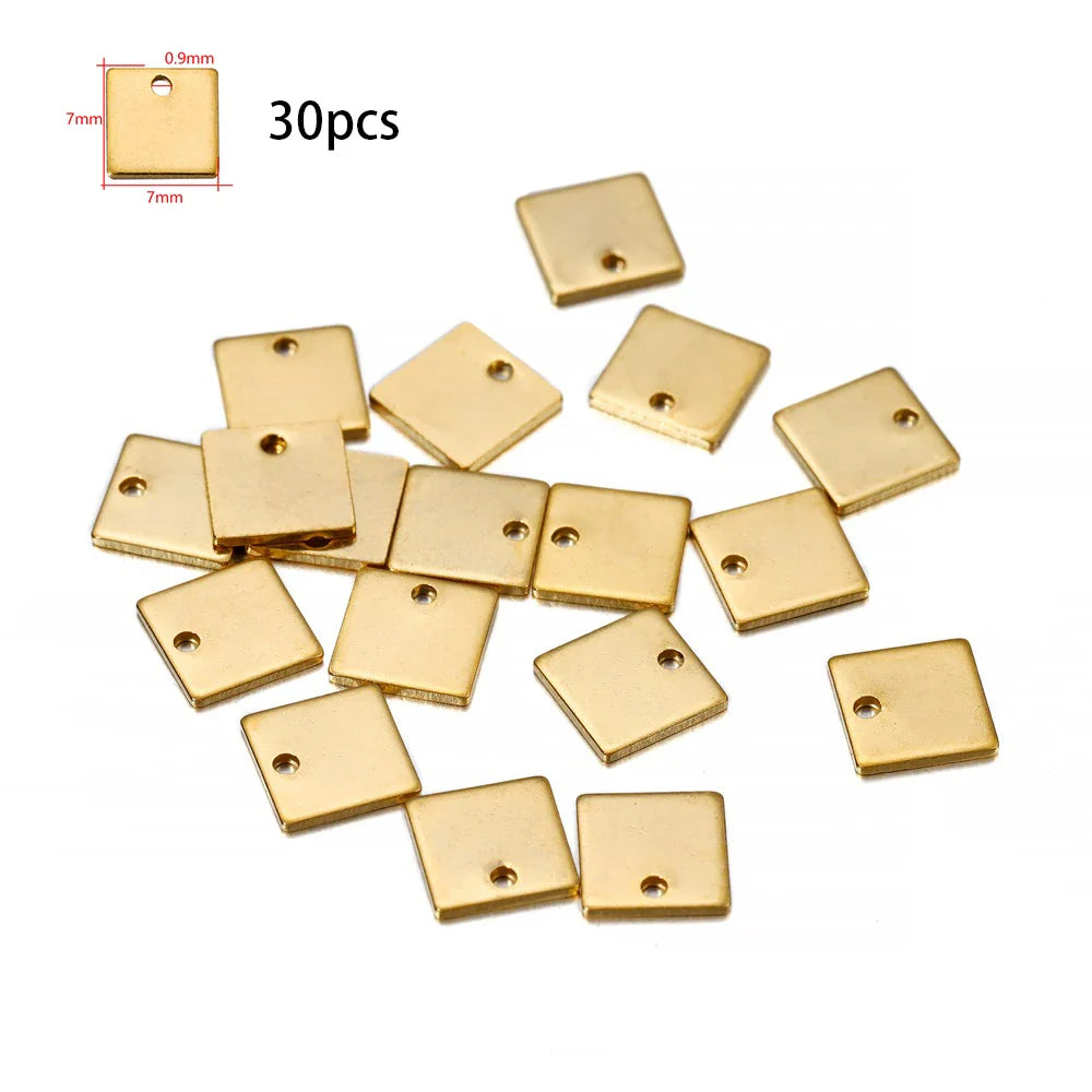 10-50Pcs Gold Stainless Steel Customized Dog Tag Heart-Shaped Oval Blanks Charm Pendant Charms For DIY Jewelry Making Supplies Vera Lux