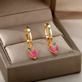 Stainless Steel Heart Earrings For Women Gold Color Fashion Zircon Love Heart Drop Earring Wedding Aesthetic Jewelry Gift 2023 Vera Lux