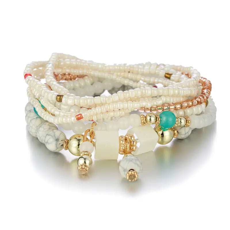 8Pcs Boho Colorful Rice Beads Bracelet Set For Women Summer Elastic  Beaded Chain Bangle Girls Fashion Jewelry Accessories Vera Lux