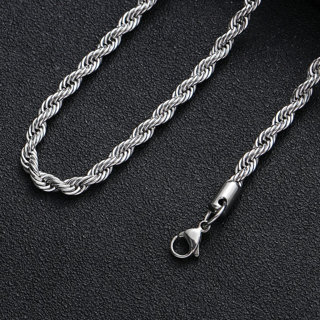 2-6MM Stainless Steel Necklace For Women Men Never Fade Waterproof Twisted Rope Chain Fashion Jewelry 16-30 inches Vera Lux