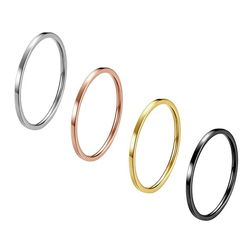 1mm Thin Stackable Ring Stainless Steel Plain Band Knuckle Midi Ring for Women Girl Size 3-10 Vera Lux
