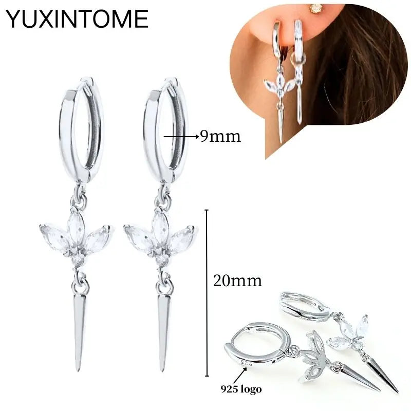 925 Sterling Silver Ear Needle Fashion Hoop Earrings White Crystal Luxury Women's Silver Earrings Wedding Women's Jewelry Gift Vera Lux