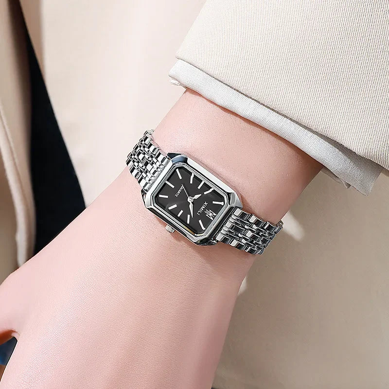2025 Hot Brand Stainless Steel Strap Watch Women Luxury Gift Quartz Wristwatch Student Fashion Simple Square Quartz Watches Vera Lux