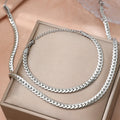 Aomogo Stainless Steel Simple Flat Cuban Chain Bracelet Necklace Jewelry Set 18k Gold Plated Fashion Thick Chain Fashion Jewelry Vera Lux
