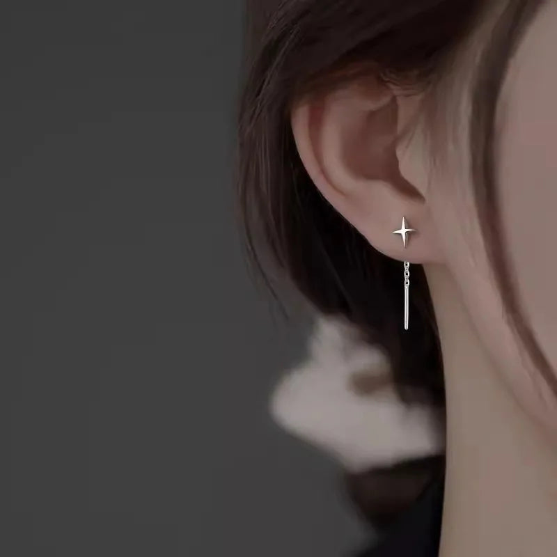 New Korean Star Ear Wire Tassel Thread Chain Climb Star Pendants Drop Earrings Women's Straight Hanging Earings Jewelry Vera Lux