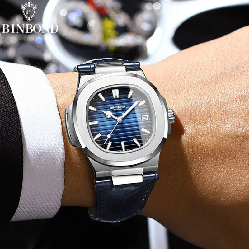 Casual Business New Blue Leather Man Clock Men Luxury Watch Automatic Watches Mens Fashion Quartz Wristwatches Montre Homme 2026 Vera Lux