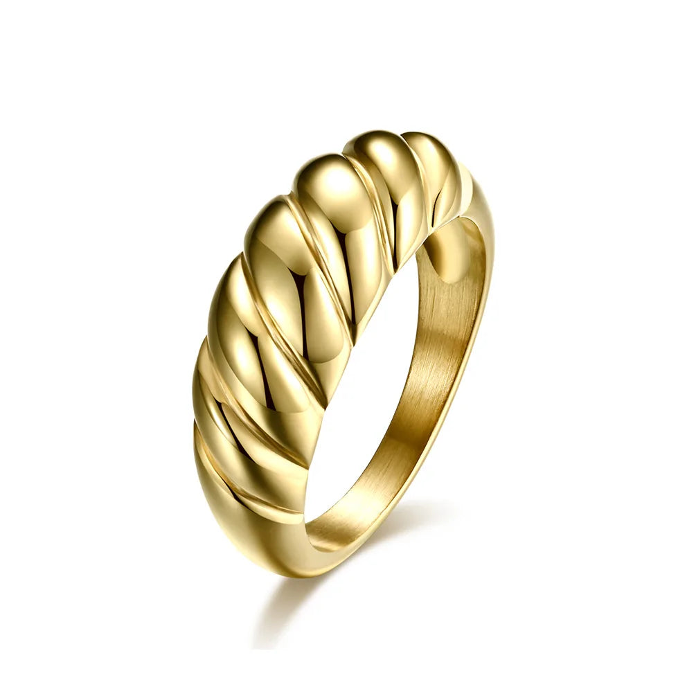 Stainless Steel Twist Bread Design Ring Wedding Band for Men Women Size 4-12 Vera Lux
