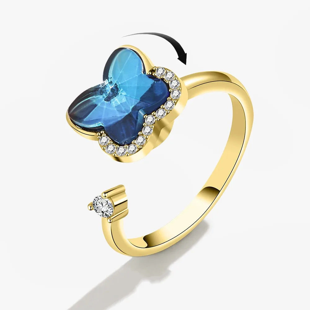 2025 New Rotating Anxiety Knuckle Ring For Women Adjustable And Stackable Open Couple Rings Party Jewelry Gifts Anillo Vera Lux