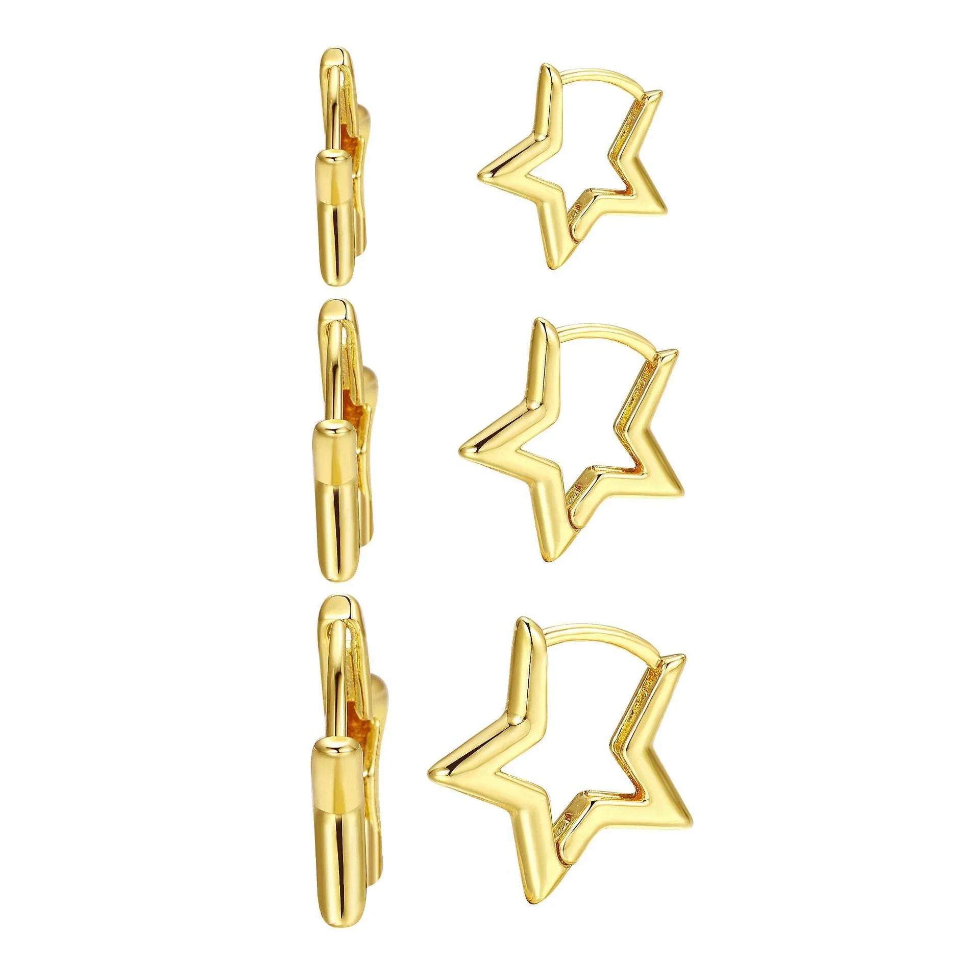 3 Pairs/set Punk Geometric Star Hoop Earrings for Women Simple Gold Color Copper Metal Circle Huggie Earrings New Unisex Jewelry Vera Lux