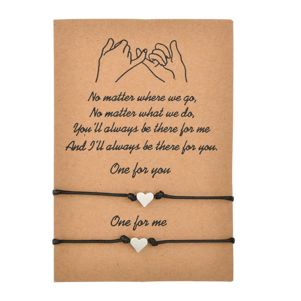 2 PCS Vintage Card Set Simple and Fashionable Popular Copper Love Adjustable Friendship Bracelet Valentine's Day Jewelry Vera Lux