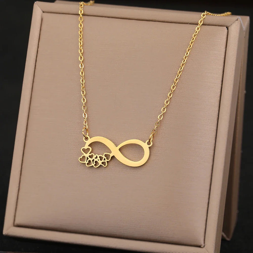 Stainless Steel Necklaces Elegant Exquisite Heart Infinity Symbol Heartbeat Pendants Chain Trend Fine Necklace For Women Jewelry Vera Lux