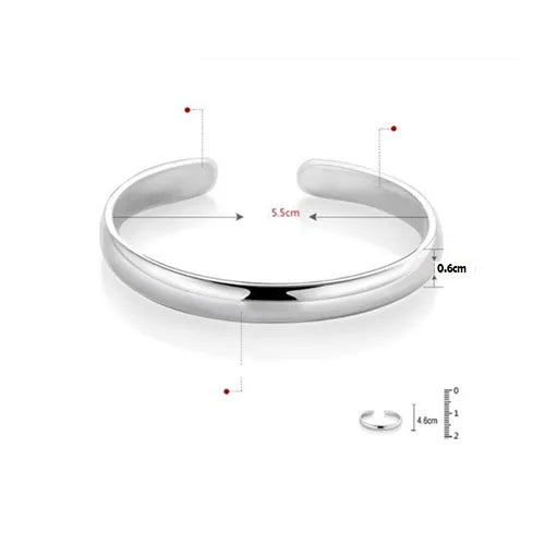 999 Sterling Silver Cuff Polishing Retro Bracelet Bangles For Women Party Wedding Jewelry Accessories Argent 925 Vera Lux