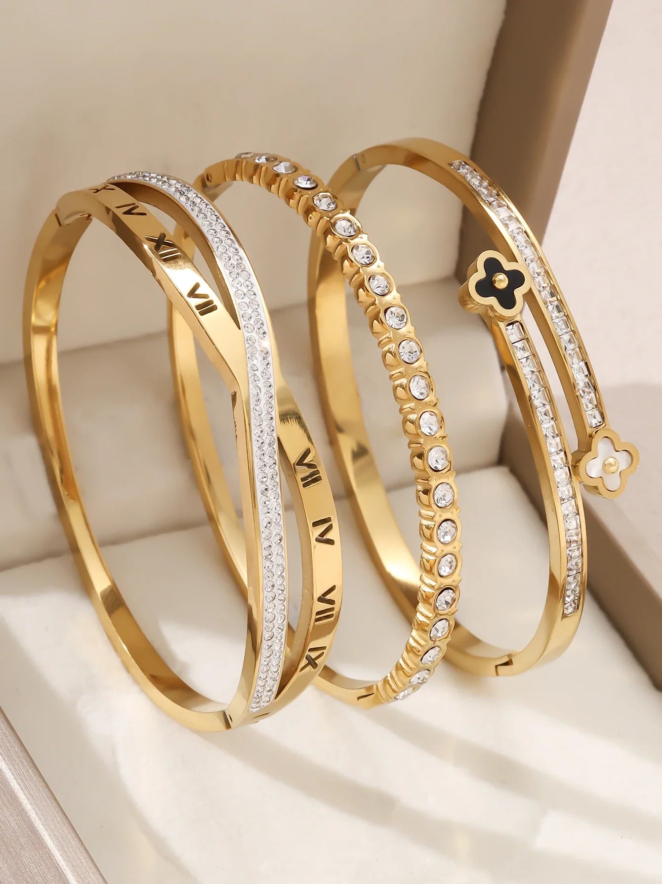 1pieces/set women's wedding jewelry party holiday Valentine's Day gift stainless steel bracelet plated with 18K gold bracelet