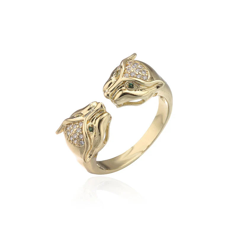 2025 New Fashion Statement Big Animal Ring For Women Girl Party Jewelry Gold Color Hollow Leopard Open Ring Wholesale Vera Lux