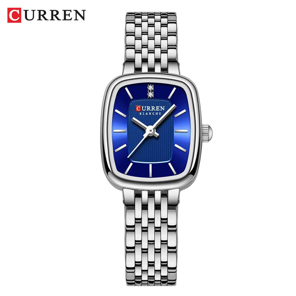 CURRN 9093 Women's Quartz Watch Fashion Leisure Diamond Simple Gold Silvery Steel Strip Wristwatch for Ladies Gift Clock Vera Lux
