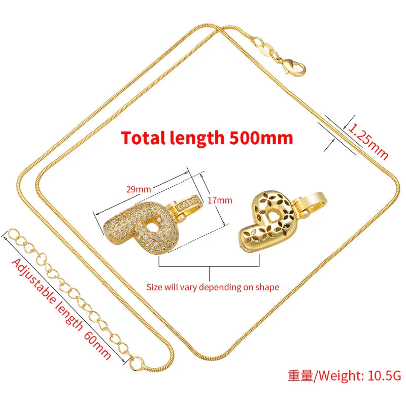 ZHUKOU Silver color Bubble initial letters necklaces 26 letters pendants necklaces for women Brass CZ Jewelry wholesale VL34 Vera Lux