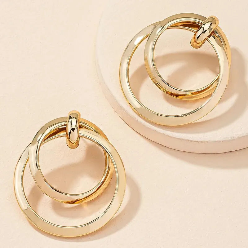 Gold Color Twisted Big Hoop Earrings For Women Night Club Party Girls Drop Earrings Geometric Statement Earrings Vera Lux