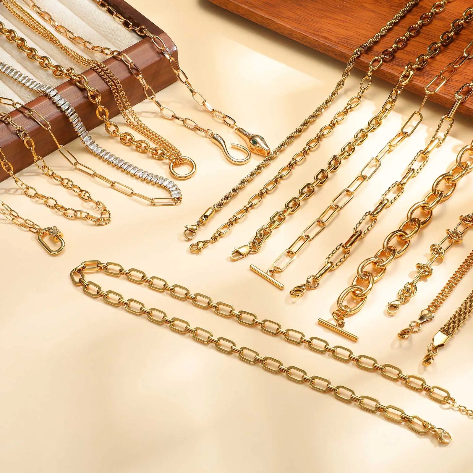 Chunky Gold Plated Link Necklace For Women, Stainless Steel Oval Thick Chain Choker Minimalist Jewelry Vera Lux