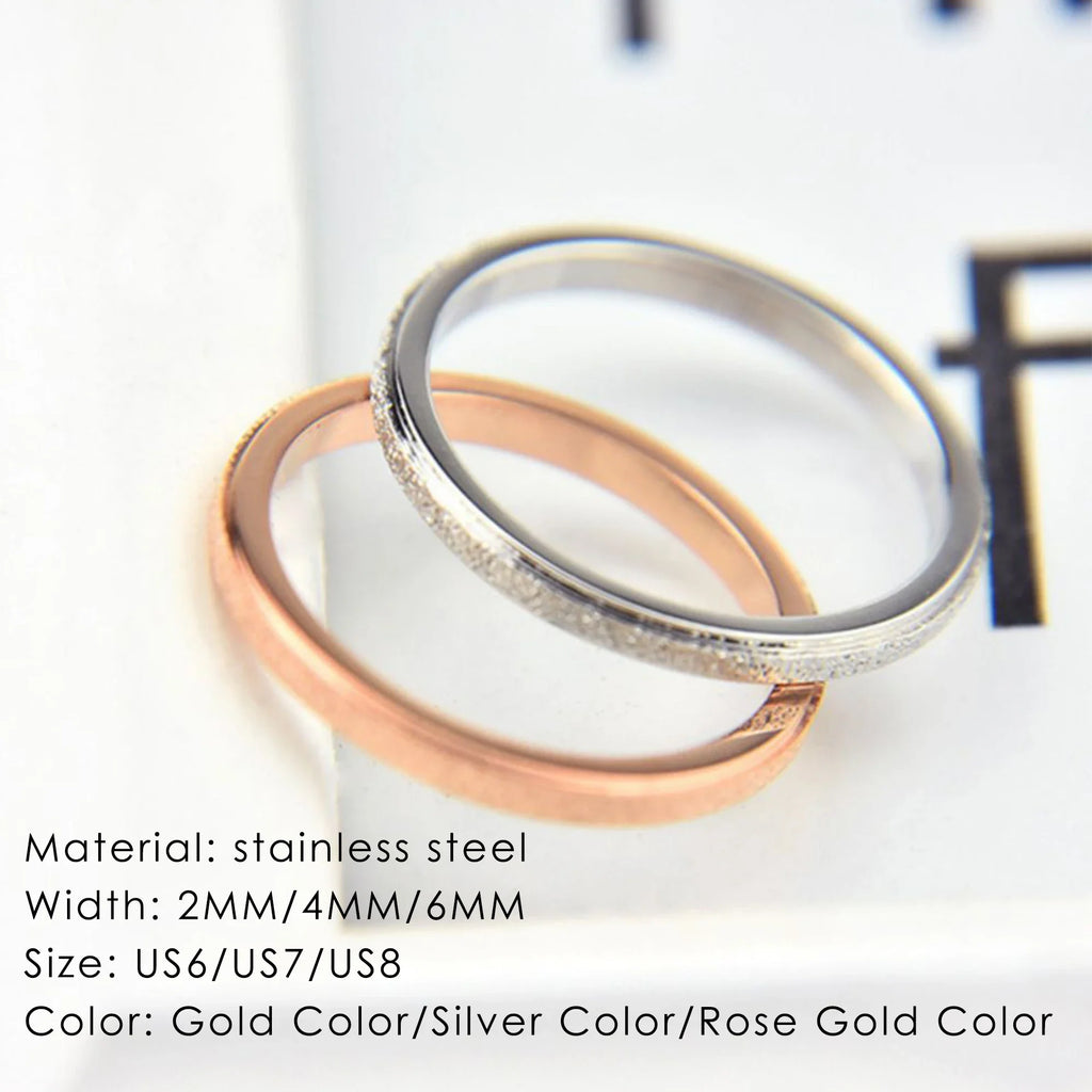 SUNIBI Frosted Stainless Steel Ring for Women Fashion Simple Gold Color Finger Rings Wedding Gifts Girls Jewelry Wholesale Vera Lux