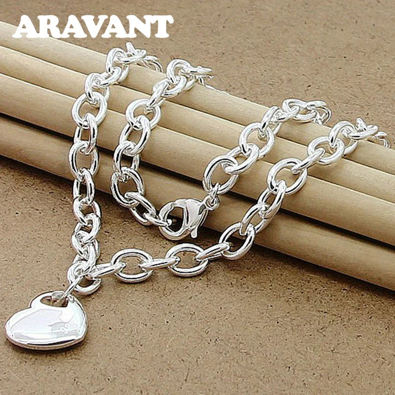 Aravant 925 Silver Bridal Jewelry Sets Love Heart Necklace Bracelets Set For Women Fashion Jewelry Vera Lux