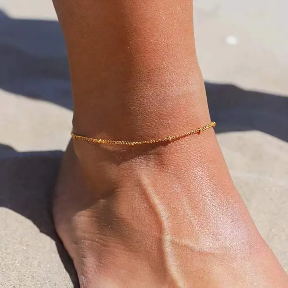 SUNIBI Fashionable Stainless Steel Minimalist Bead Decor Anklet Chain For Women Wholesale Dropshipping Vera Lux