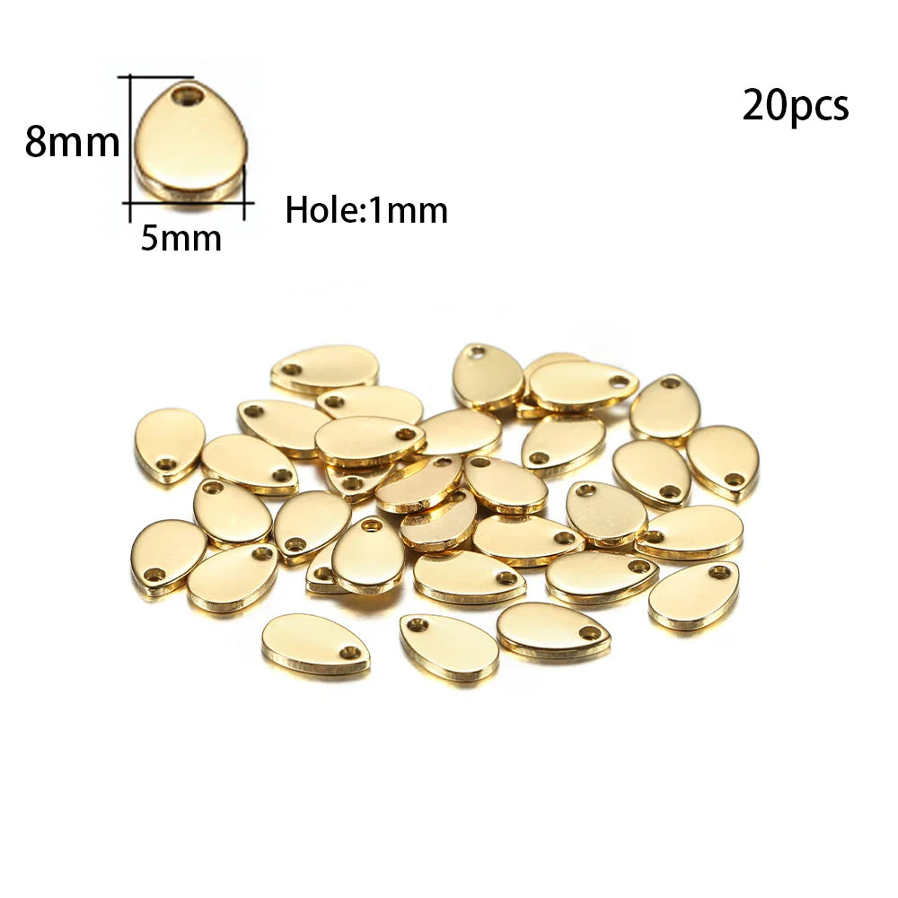 10-50Pcs Gold Stainless Steel Customized Dog Tag Heart-Shaped Oval Blanks Charm Pendant Charms For DIY Jewelry Making Supplies Vera Lux