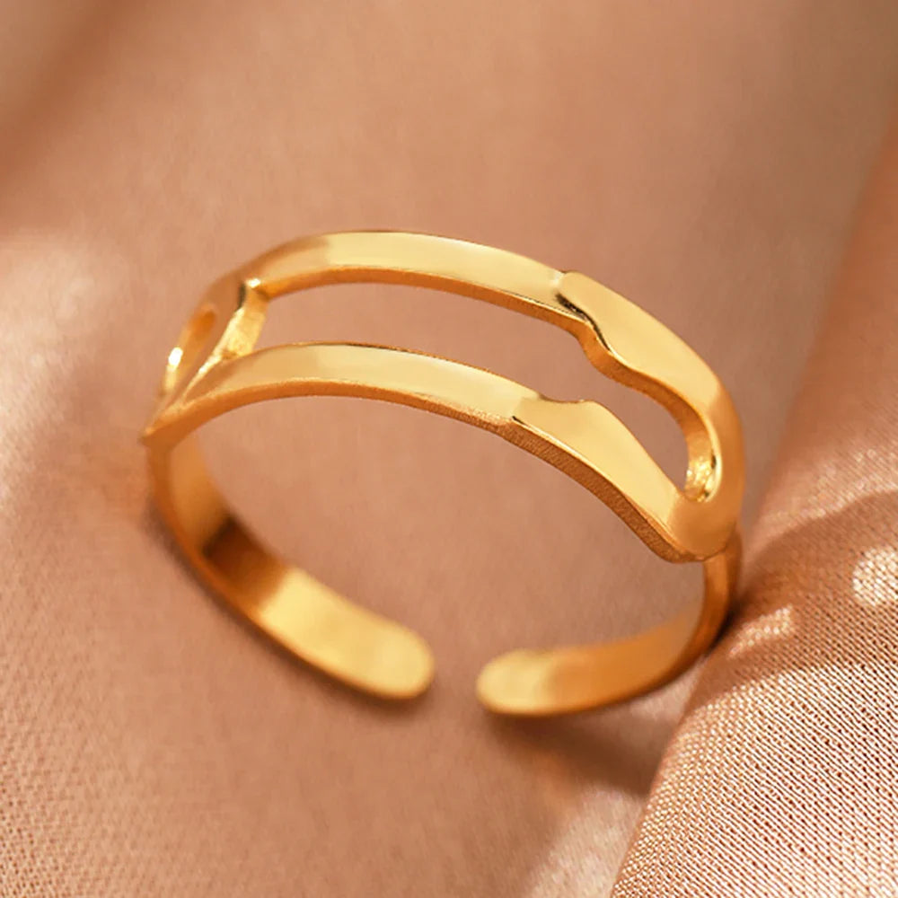 Stainless Steel Rings Simpler Geometric Fashion Vintage Fine Adjustable Open Rings For Women Jewelry Weddings Gifts New Trendy Vera Lux