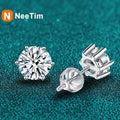 NeeTim 1ct 2ct Moissanite Earrings For Women Men Lab Diamond White Gold Plated 925 Sterling Silver Stud Earring Luxury Jewelry Vera Lux