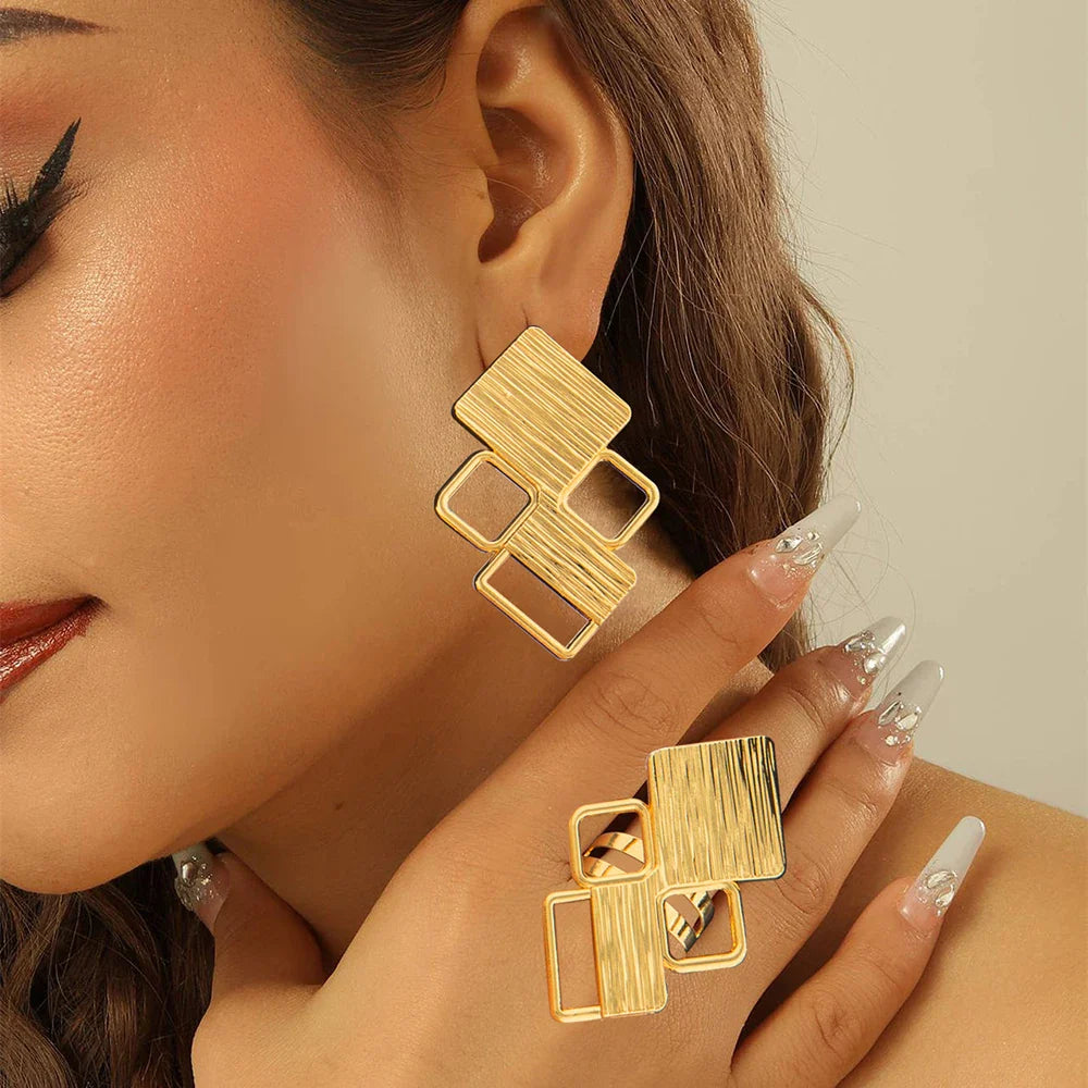 18k Gold Color Earrings with Ring Jewelry Set for Bridal African Clip Earrings and Finger Ring 2Pcs Set for Engagement Jewellery Vera Lux