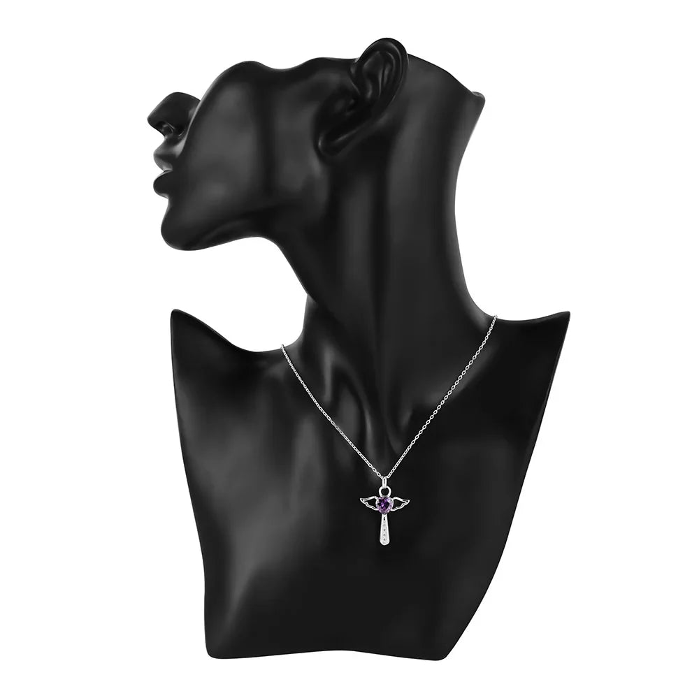 Fine 925 Sterling Silver angel noble crystal cross pendants Necklace For Women luxury party Wedding Jewelry Christmas gifts Vera Lux