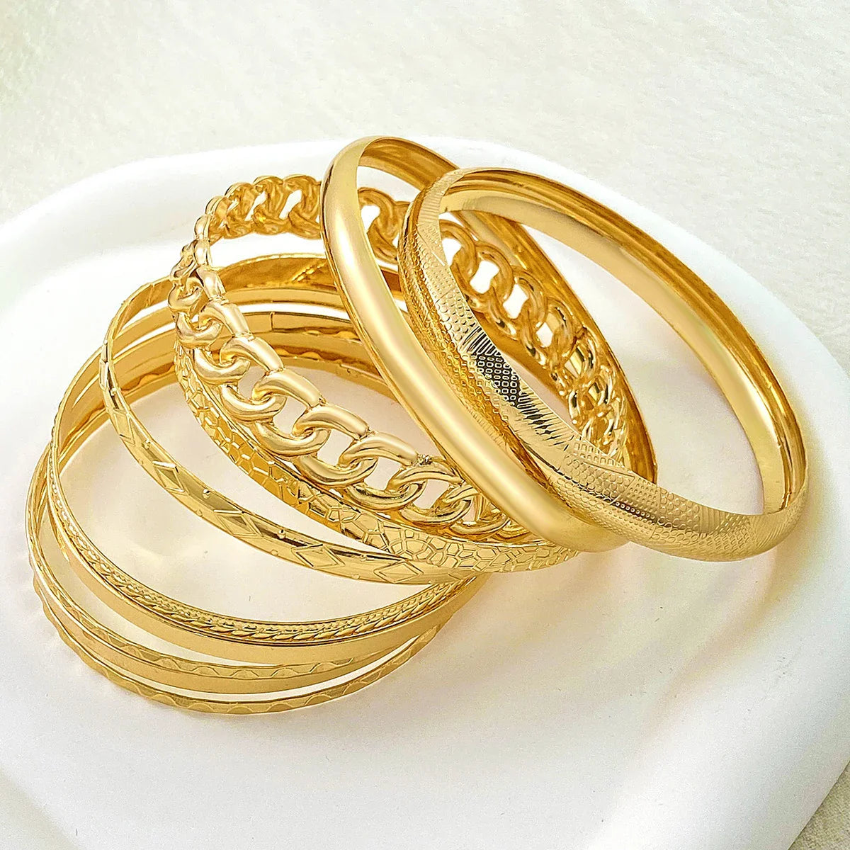 Ten Piece Set Of Stylish Bohemian Folk Retro Wide-Face Gold And Silver Color Wedding Banquet Bracelet Jewelry Vera Lux