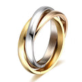 Stainless Steel Interlocked Triple Ring for Women Multi Color Wedding Band Bague Three in One Vera Lux