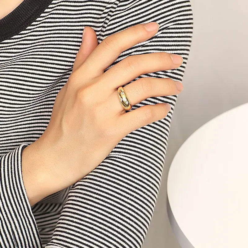 925 Sterling Silve Star Chunky Ring For Women Vintage Trendy Gold Color Zirconia Finger Stacking Rings Punk Accessories Jewelry Vera Lux