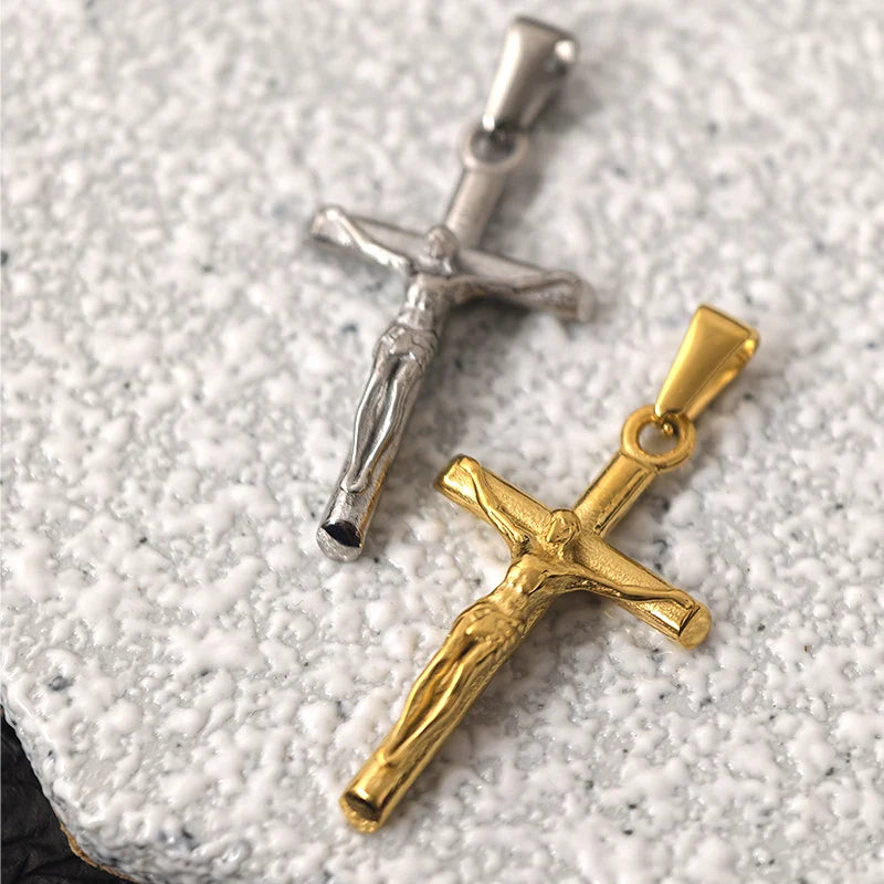 Classic Jesus Cross Necklace 18K Gold Plated Stainless Steel Religious Jewelry Polished & Durable for Men Women Christians Vera Lux