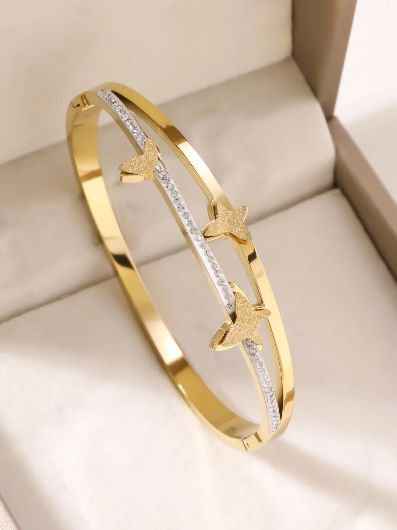 1pieces/set women's wedding jewelry party holiday Valentine's Day gift stainless steel bracelet plated with 18K gold bracelet Vera Lux