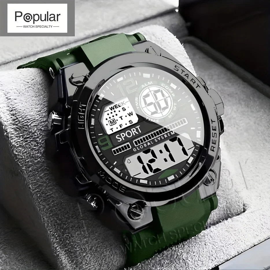 Unisex Outdoor Sports Digital Watch Big Dial LED Alarm 1237 Sport Watch for Men And Women Vera Lux