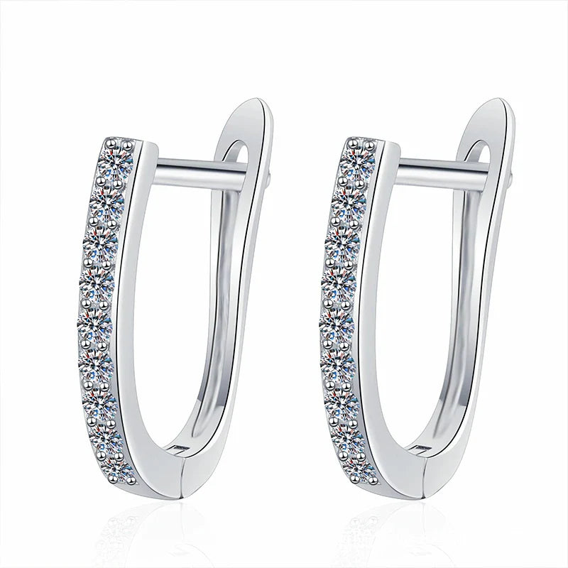 NeeTim Full Moissanite Hoop Earrings 925 Sterling Silver Lab Diamond Sparkling Earring for Women Party Wedding Designer Earrings Vera Lux