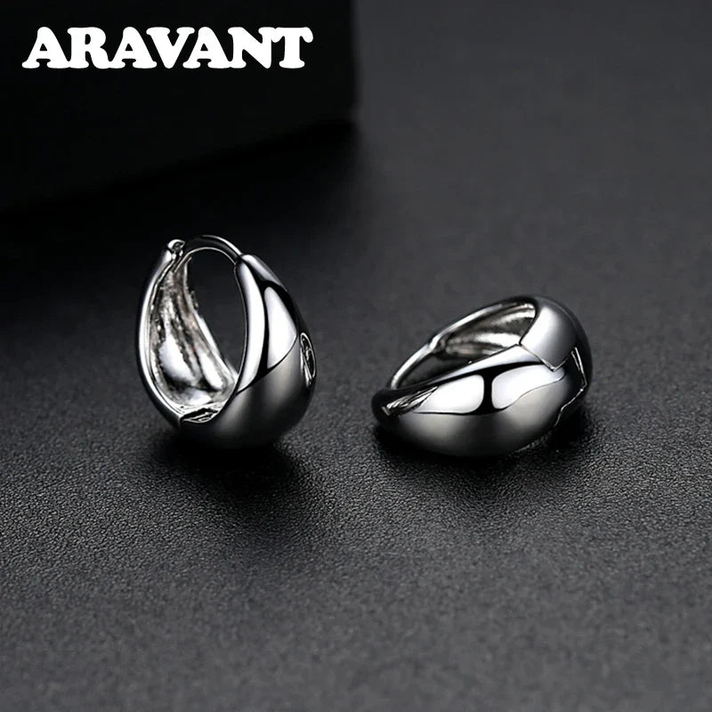 925 Silver 14mm 18K Gold Egg Hoop Earring For Women Fashion Jewelry Vera Lux