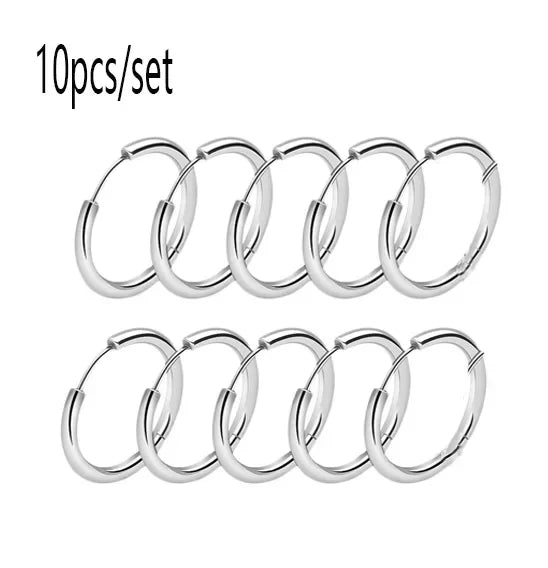 10/20Pcs Minimalist 316L Stainless Steel Small Hoop Earrings For Women Man Classic Round Earrings Fashion Ear Piercing Jewelry Vera Lux