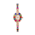 Dropshipping Women Quartz Watches New Fashion Rainbow Rhinestone Strap Oval Dial Bracelet Watch Wholesale Wristwatches Reloj Vera Lux