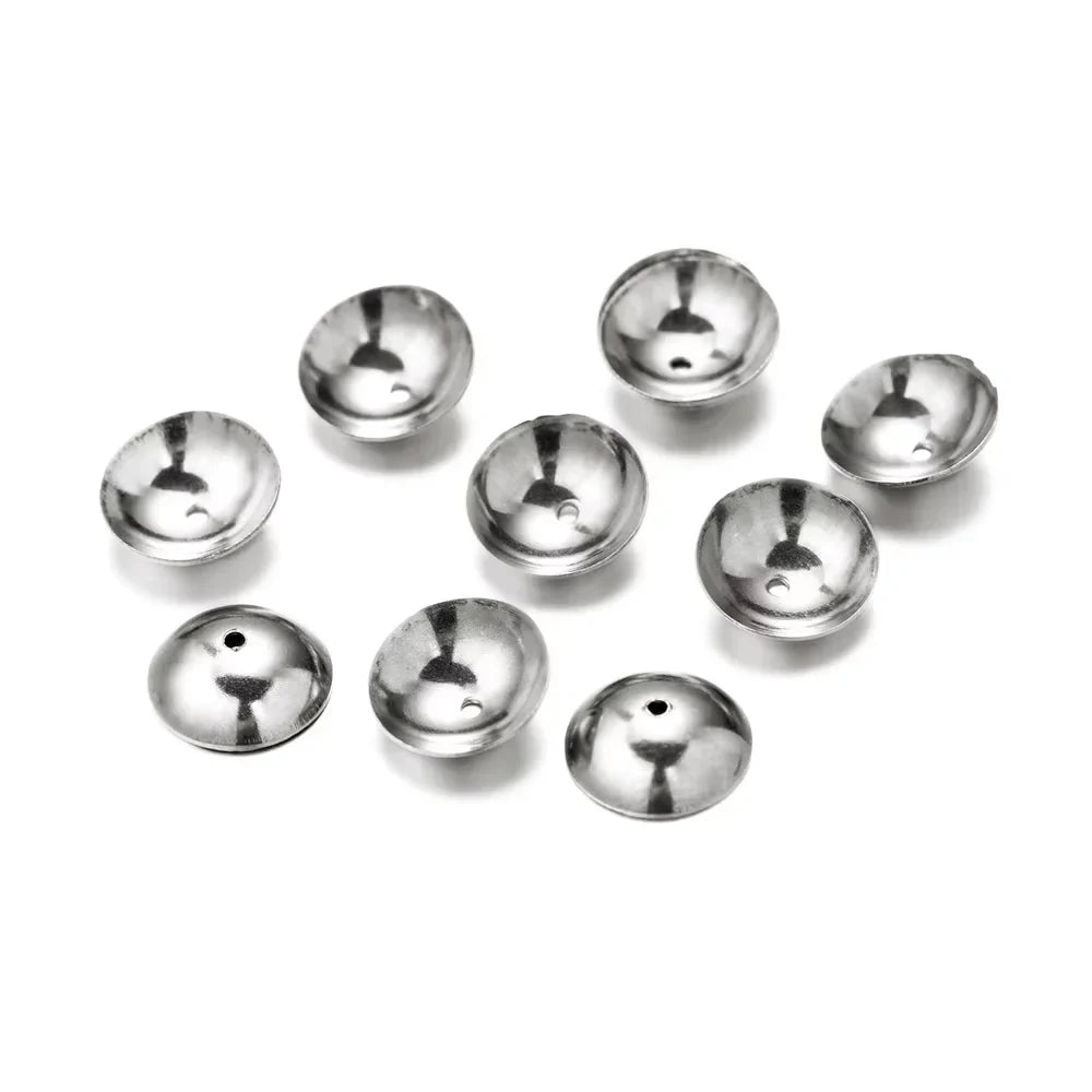 50pcs 3 4 5 6 8mm Stainless Steel Round Bead Caps Spacer Beads End Cap Connectors For DIY Necklace Jewelry Making Accessories Vera Lux