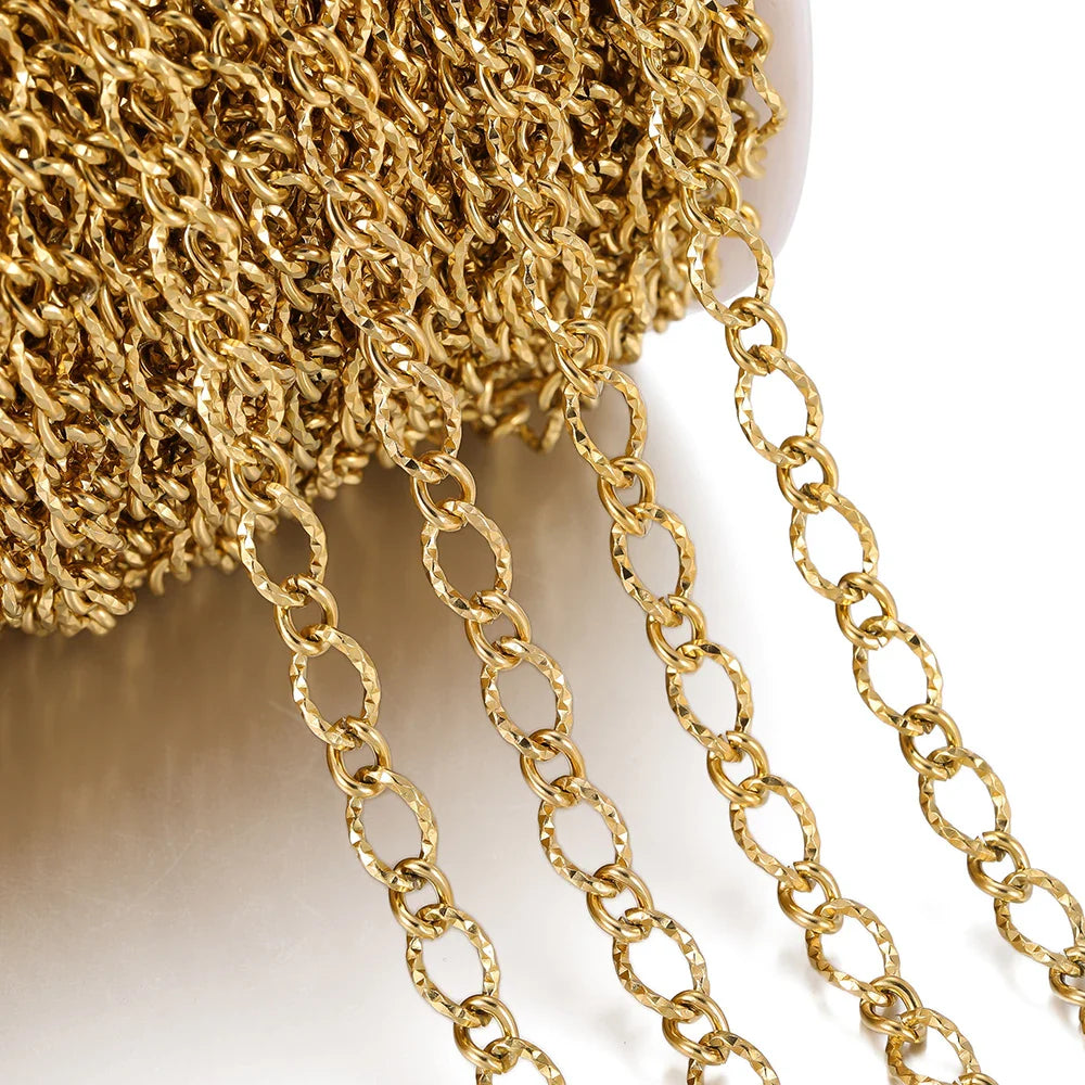 1Meter/Pack 304 Stainless Steel Knot Gold Steel Color Handmade Chains for DIY Necklace Bracelets Jewelry Making Accessories Vera Lux