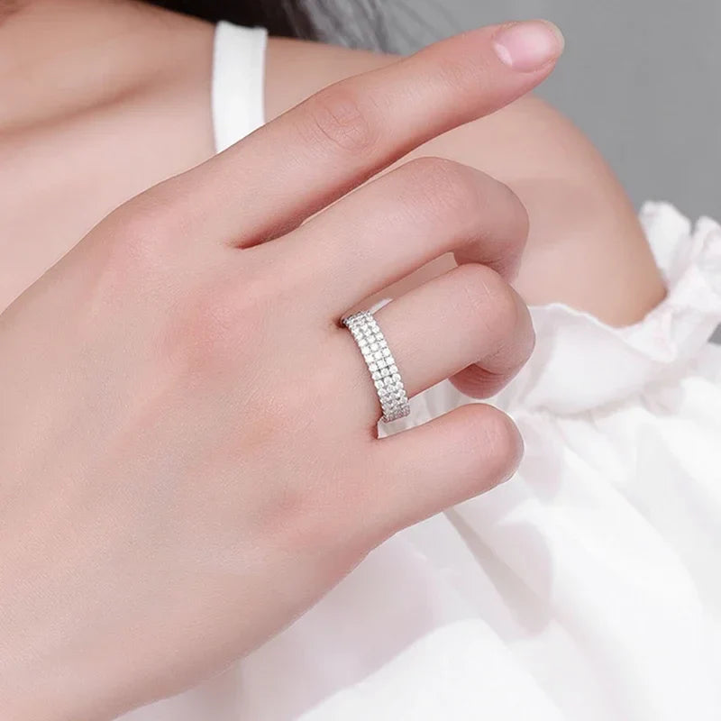 NeeTim Full Moissanite Ring Sterling Silver 925 with Gold Plated Wedding Engagement Eternity Band Patry Luxury Jewelry for Women Vera Lux