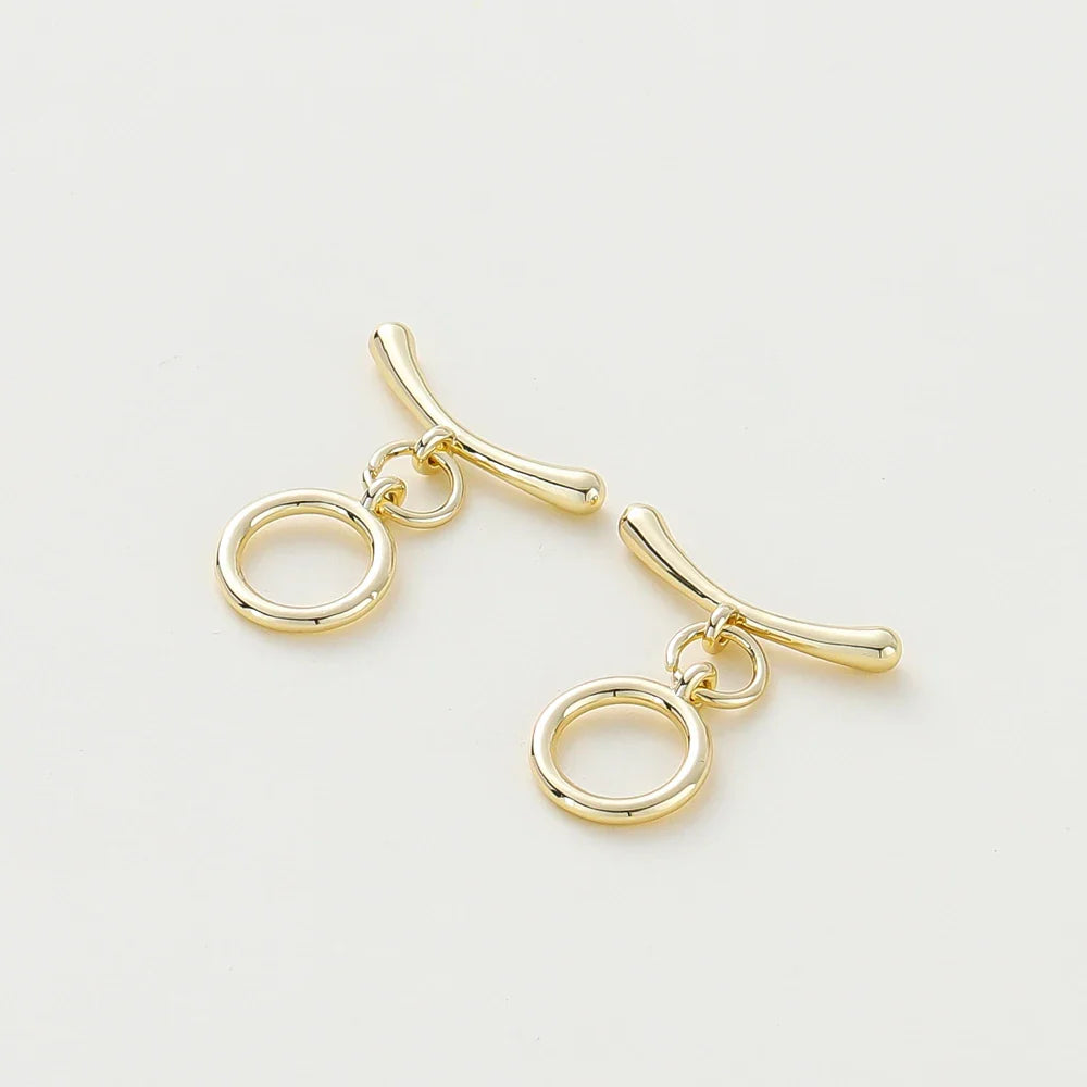 4 Sets 14K/18K Gold Color Plated Brass O Toggle Clasps Connector for DIY Bracelet Necklace Jewelry Making Findings Accessories Vera Lux