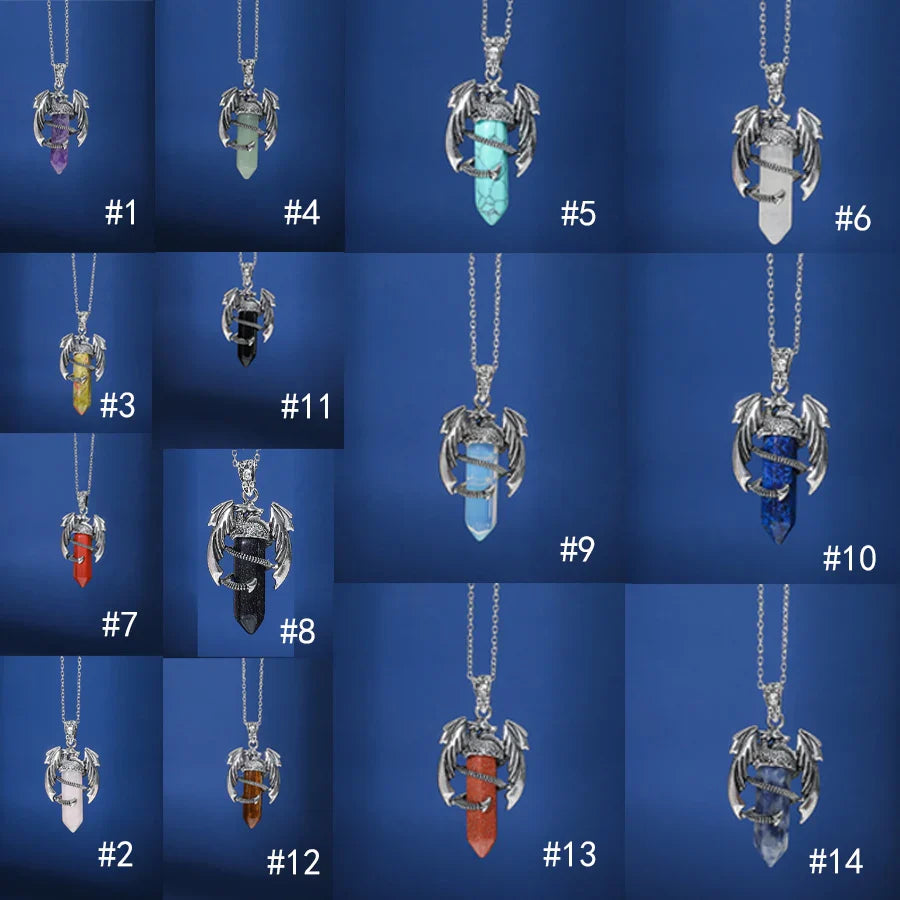 1pcs Stainless Steel Crystal Necklace Pendant Trendy hip-hop Style Cool Flying Hexagonal Dragon Crystal Necklace Jewelry Vera Lux