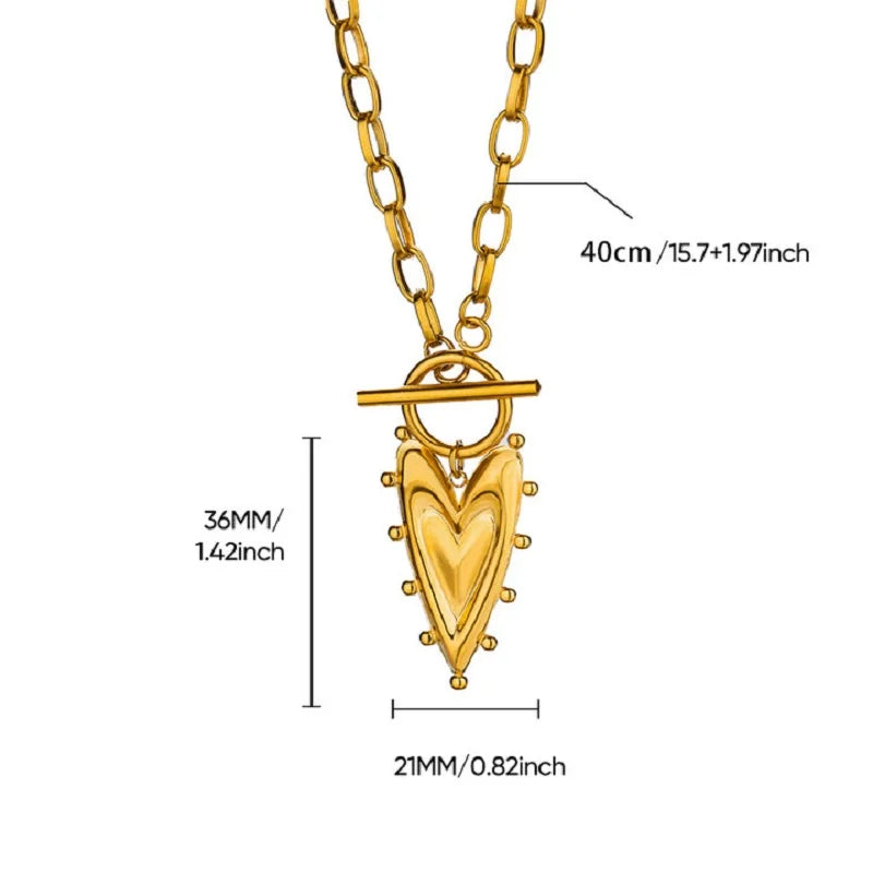 Geometric Heart Necklaces For Women Stainless Steel Gold Color Snake Chain Heart Necklace Aesthetic New Wedding Jewelry Gift Vera Lux