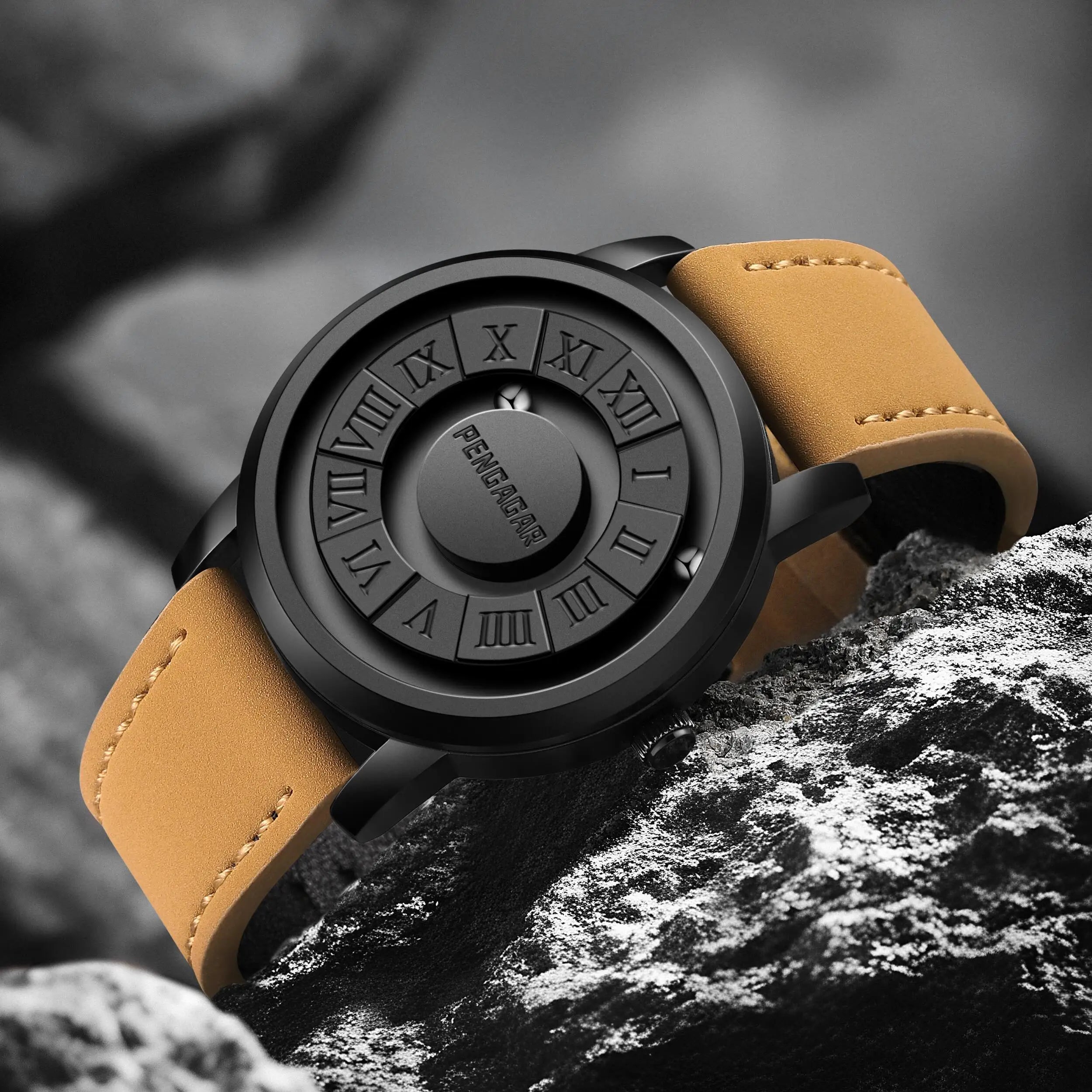 PENGAGAR Men's Watches Stainless steel Quartz Watch Creative Scrolling Pointer Magnetic Force Wrist Clock Relogio Masculino +box Vera Lux