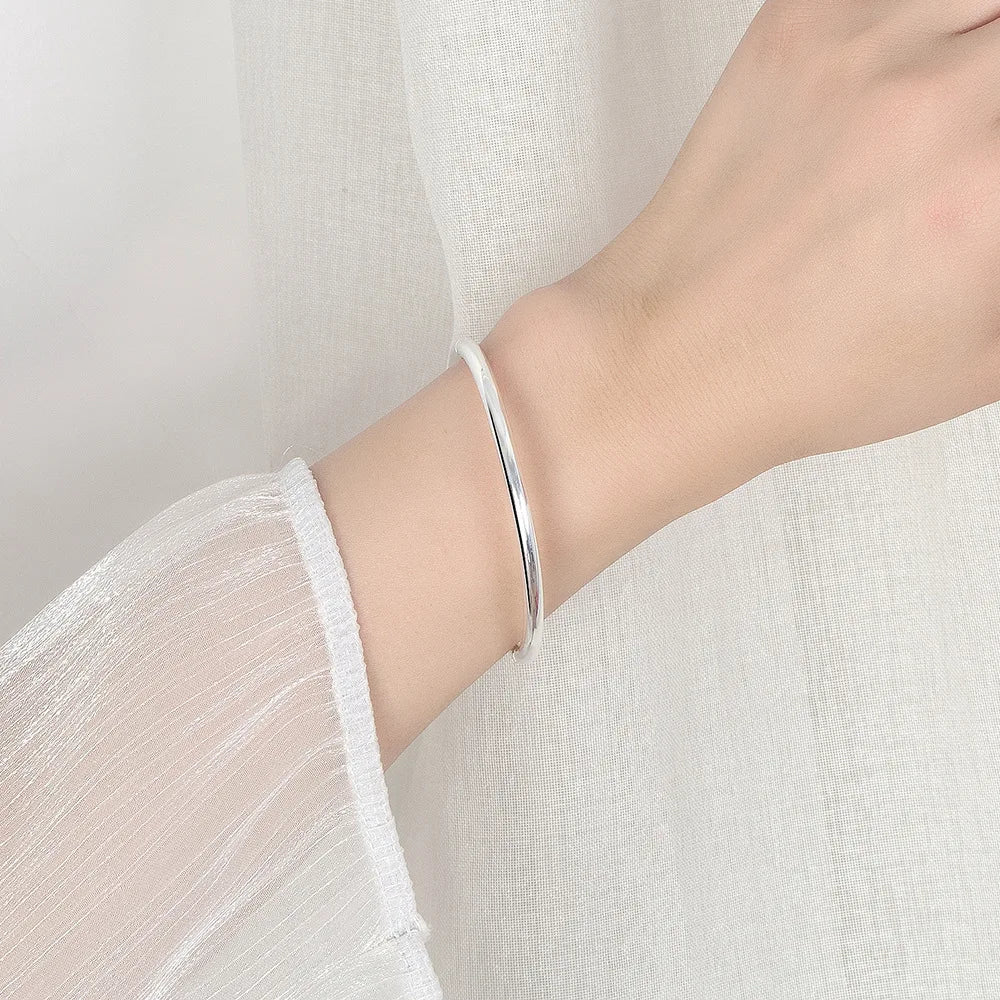 925 Sterling Silver 4MM Bangle Bracelets For Women Luxury Quality Jewelry Wholesale   Jewellery Vera Lux