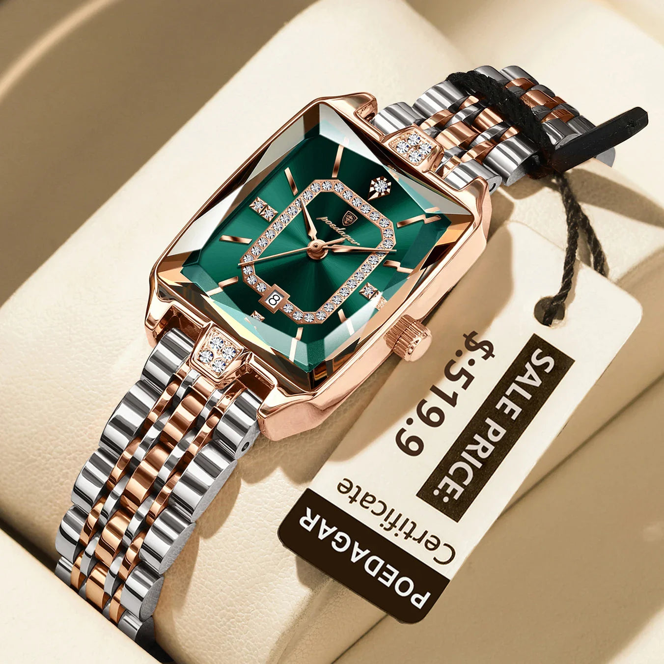 POEDAGAR Luxury Watch For Woman Elegant Waterproof Calendar Ladies Watch Rectangle Stainless Steel Quartz Women's Watches Female Vera Lux